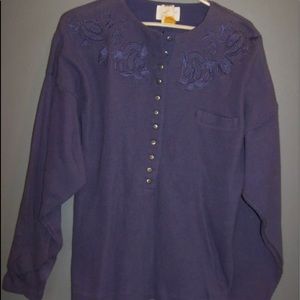 NEW W/O Tags Exquisite Purple
Embroidered Button Up Sweater